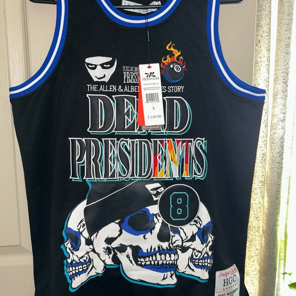 Black Graphic Tank Top with Blue Accents